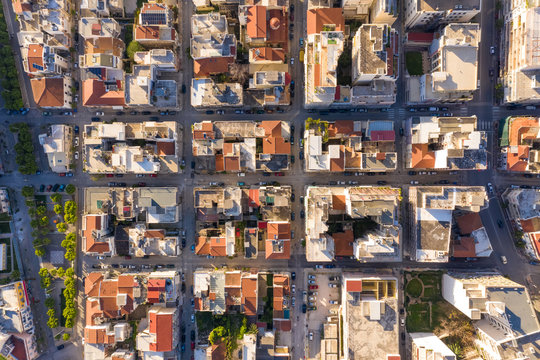 Aerial view of empty streets due to the coronavirus pandemic in Patras, Greece