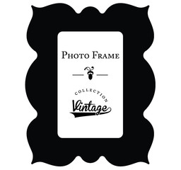 Vintage photo frame - Black and white vector graphic