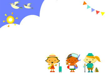 Obraz premium happy kids on summer holiday frame