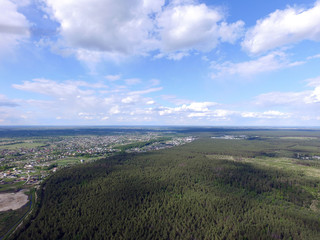 Fototapeta na wymiar Aerial view of the saburb landscape (drone image). Near Kiev. 