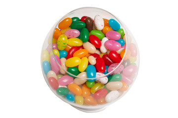 Colorful jelly beans isolated on white.