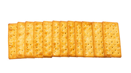 Cracker with salt isolated on white.
