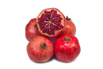 Sweet pomegranate isolated on white background.