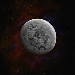 Realistic full moon with stars and nebula