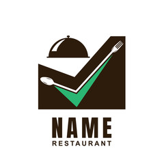 Restaurant logo design template with spoon, fork, and cutlery shape. Minimalist flat icon Cooking culinary concept. Element graphic vector illustration for label catering, chef branding, canteen