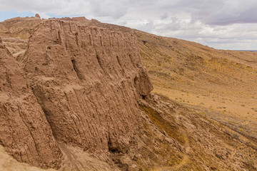 Ruins of Ayaz Qala fortress in Kyzylkum desert, Uzbekistan