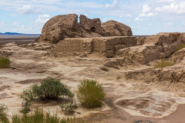 Ruins of Toprak (Topraq) Qala (Kala) fortress in Kyzylkum desert, Uzbekistan