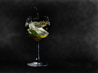 glass of champagne with splash