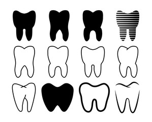 Tooth Silhouette Dental Vector Set