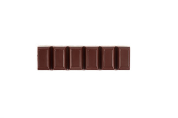Dark chocolate bar isolated on a white background.