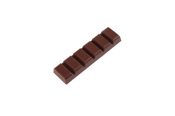 Dark chocolate bar isolated on a white background.