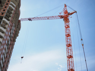 Construction site with crane and building