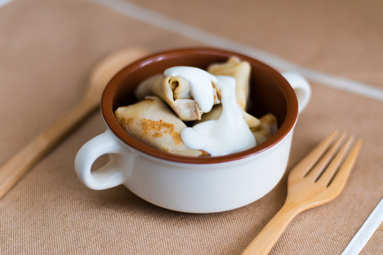 Rssian Blins with sour cream