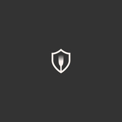 Shield Fork logo icon template design in Vector illustration