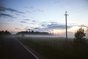 sunset on the road