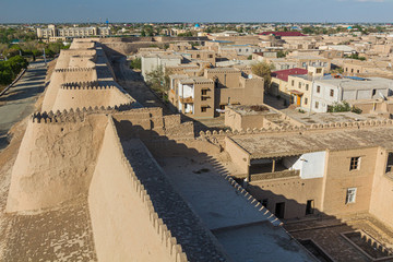Fortification walls of  the old town of Khiva, Uzbekistan.
