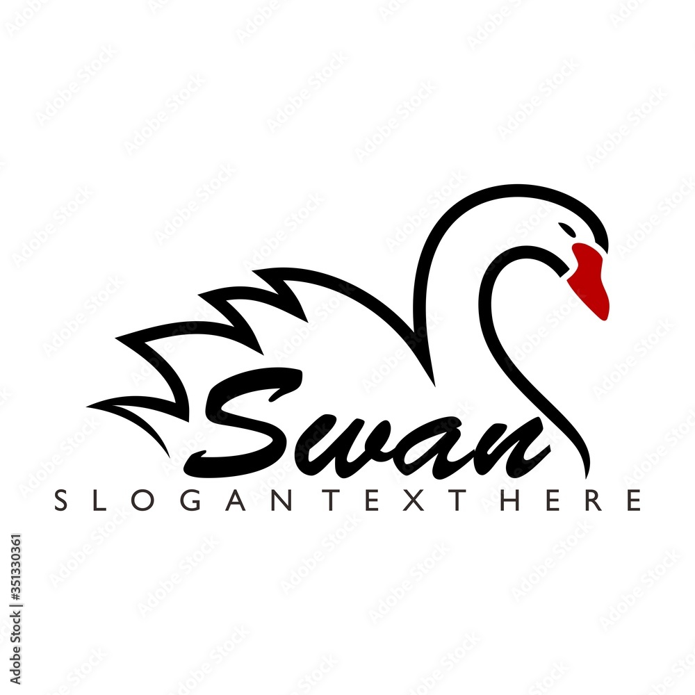 Canvas Prints swan logo design black vector