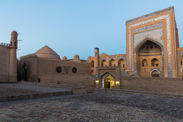 Allakuli Khan Madrassah in the old town of Khiva, Uzbekistan.