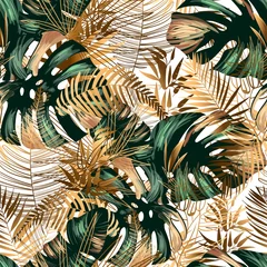Keuken foto achterwand Tropische bladeren Naadloze jungle achtergrond