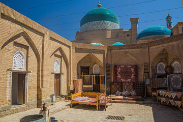 Courtyard in the old town of Khiva, Uzbekistan