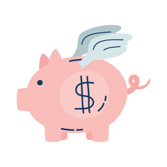 piggy savings with wings flying