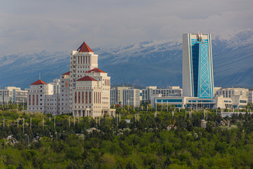 Marble-clad buildings in Ashgabat, Turkmenistan