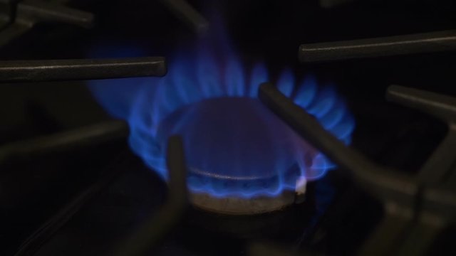 Gas-Ring Stove With Blue Flame in Slow Motion 180fps