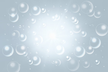 Defocused bokeh illustration. Glitter lights abstract grey background. Light beam.