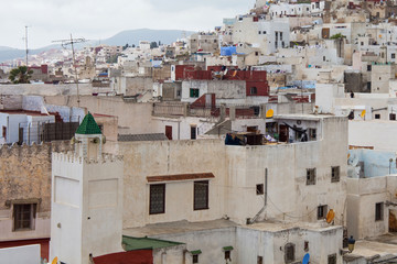 Fototapeta premium View of the old buildings roofs of Tetouan Medina quarter in Northern Morocco.
