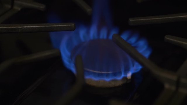 Gas-Ring Stove With Blue Flame in Slow Motion 180fps