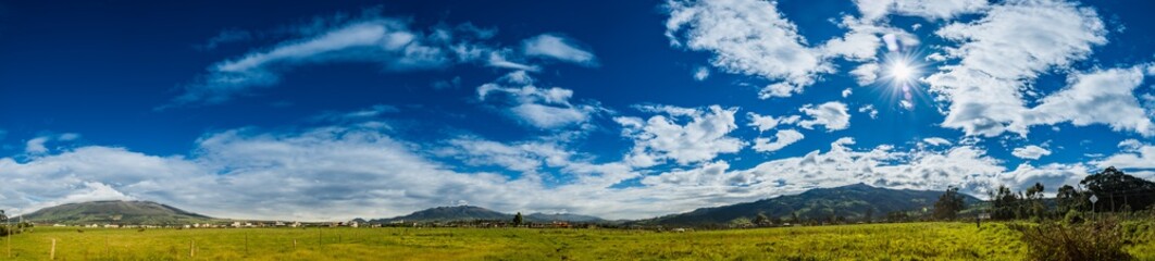 Panorama Beautiful mountain landscape in Ecuador, pichincha, atacaso and heart mountai