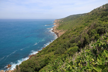 Fototapeta na wymiar Beautiful view of the Atlantic Ocean and Morocco coast, near Cape Spartel.
