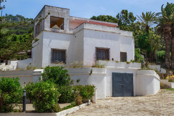 View of the one of the old buildings in suburb of Tangier. Morocco.