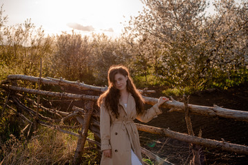 young woman in nature on a Sunny day