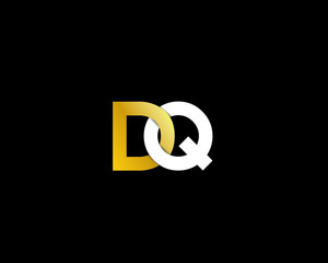 simple typography DQ golden & white vector logo