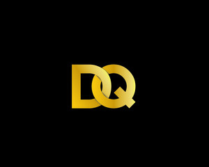 simple typography DQ golden vector logo