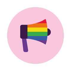 megaphone with pride flag design, block style