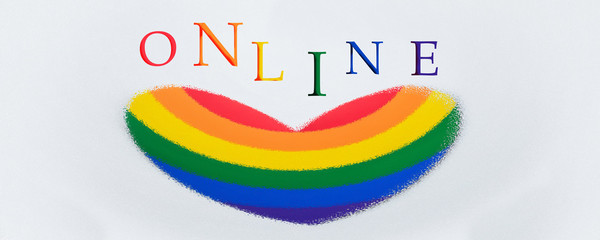 rainbow lgbt heart on a white background, gay parade online