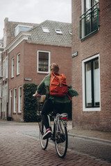 Obraz na płótnie Canvas woman on bicycle