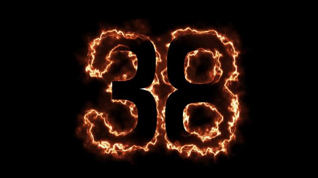 Energy Fiery Number 38 Animation. Fiery style. 4k.  
