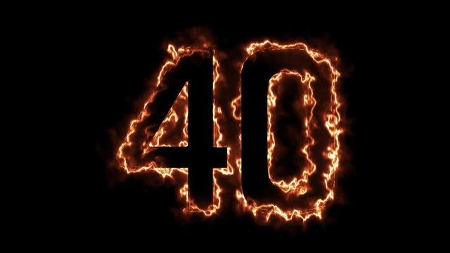 Energy Fiery Number 40 Animation. Fiery style. 4k.  
