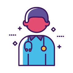doctor with stethoscope line and fill style