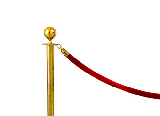 Red tape mobile fences in front of the entrance