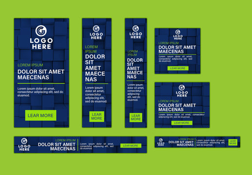 Business Web Banner with Blue and Green Accents