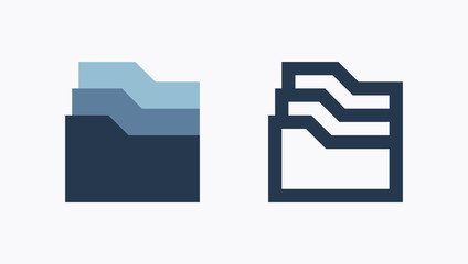 Folder line vector icon. Archive document vector symbol. Organize concept icons set for web design. Modern flat  office paper icon for app design. Portfolio binder minimal flat linear icons