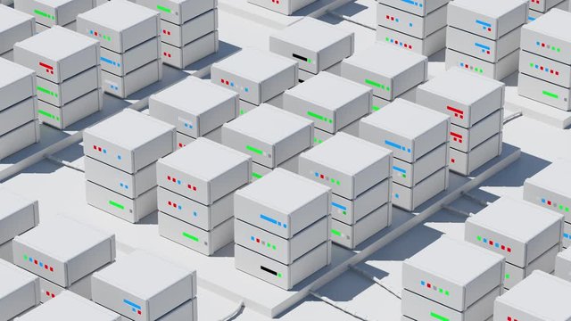 Bright 3d render of abstract database. Server stack concept. Data processing center. Loopable animation.


