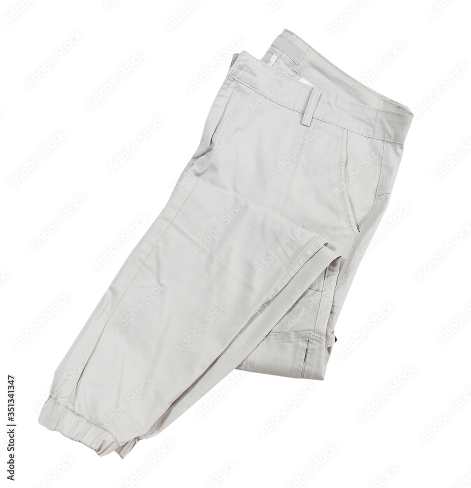 Wall mural Cargo pants isolated on white, folded cargo pants over white background