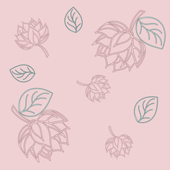 Lotus seamless pattern flower in vintage style. Vector vintage illustration. Soft and pastel color. Coral lotos lotus on color background.