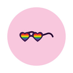 heart glasses with pride flag design, block style