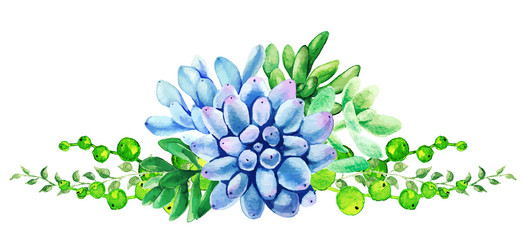 Bright watercolor plants, the tiny color bouquet